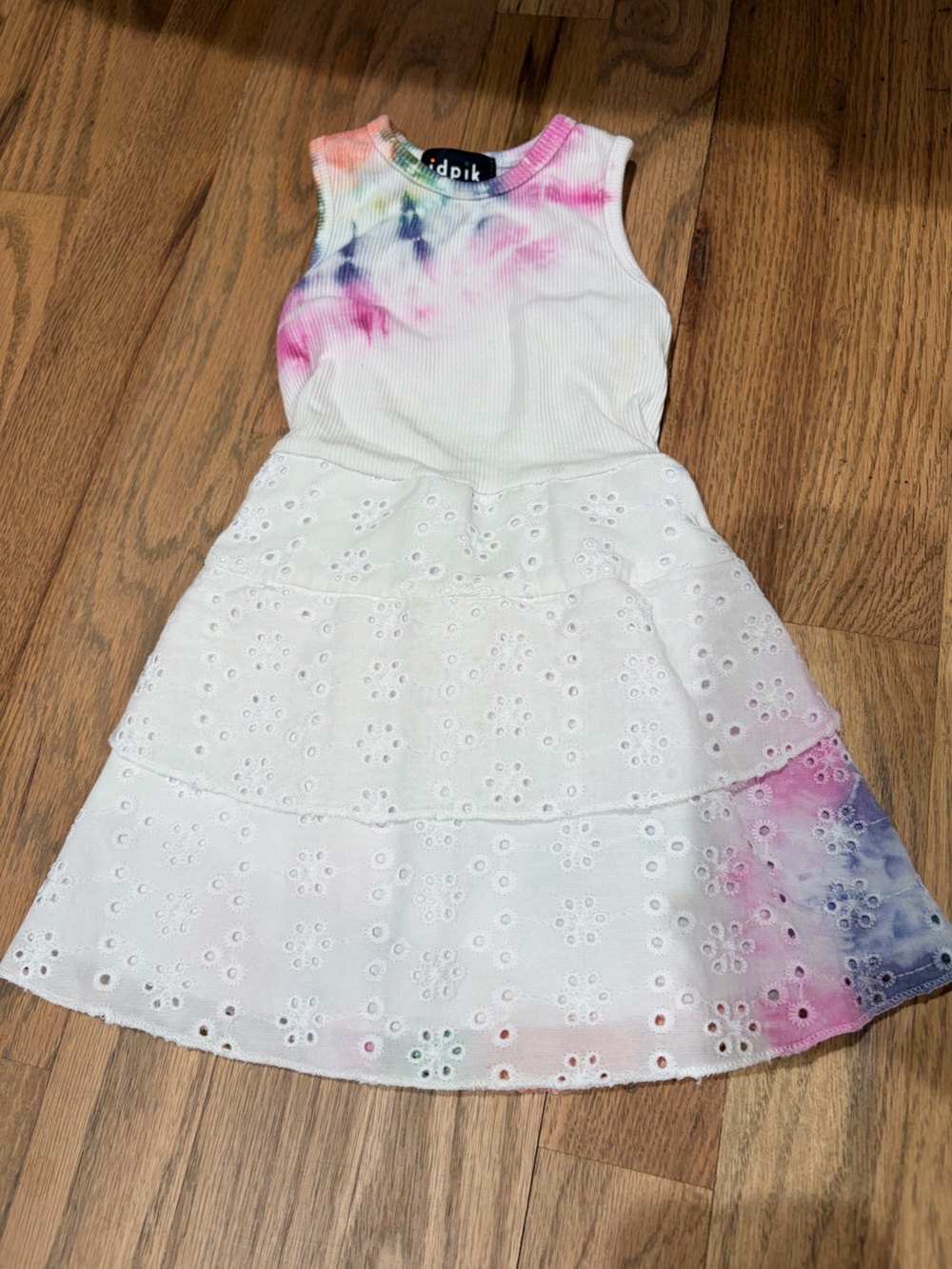 Kidpik baby girl tie dye eyelet dress